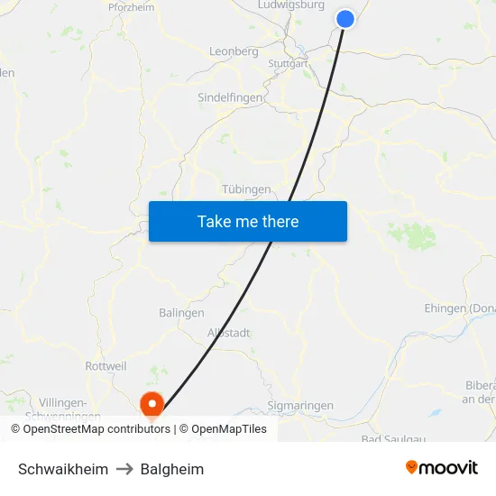 Schwaikheim to Balgheim map