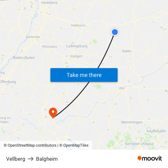 Vellberg to Balgheim map