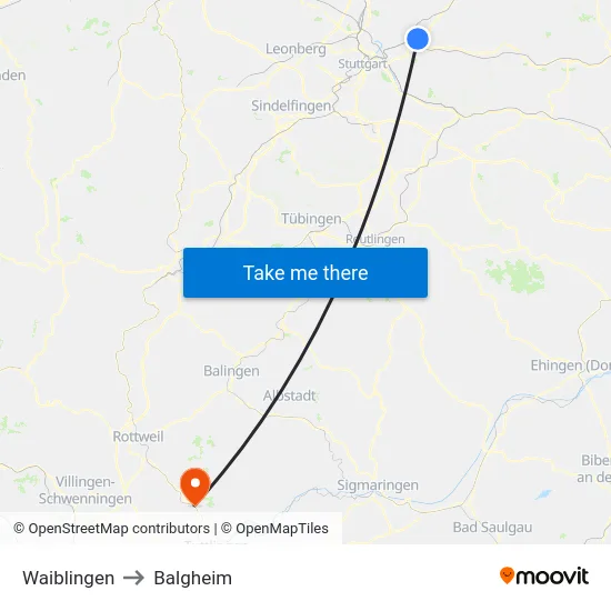 Waiblingen to Balgheim map