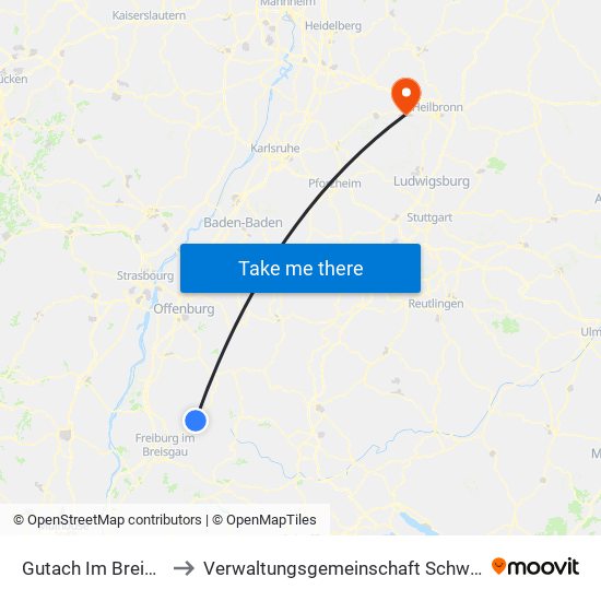 Gutach Im Breisgau to Verwaltungsgemeinschaft Schwaigern map