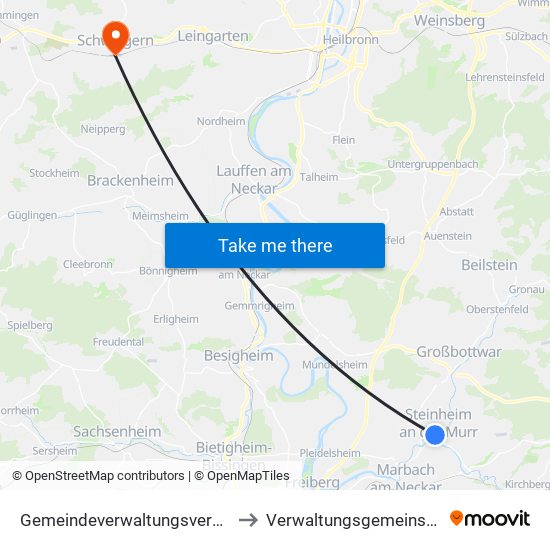 Gemeindeverwaltungsverband Steinheim-Murr to Verwaltungsgemeinschaft Schwaigern map