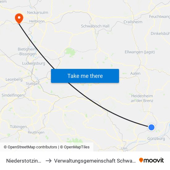 Niederstotzingen to Verwaltungsgemeinschaft Schwaigern map