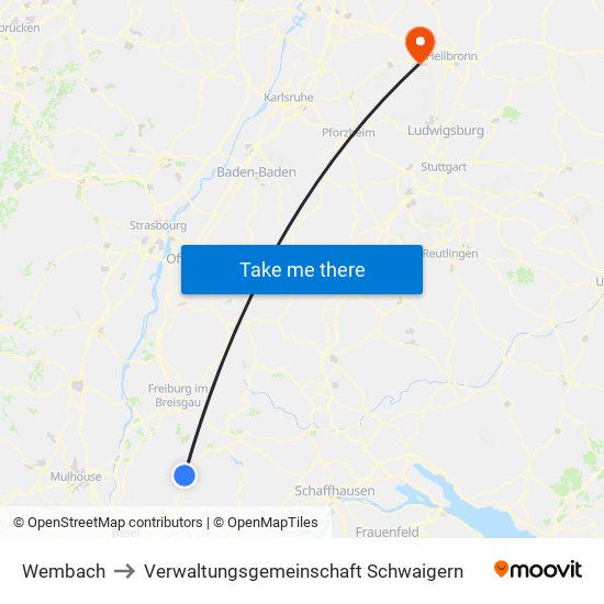 Wembach to Verwaltungsgemeinschaft Schwaigern map