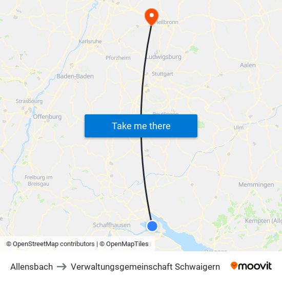 Allensbach to Verwaltungsgemeinschaft Schwaigern map