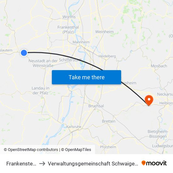 Frankenstein to Verwaltungsgemeinschaft Schwaigern map