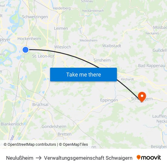 Neulußheim to Verwaltungsgemeinschaft Schwaigern map