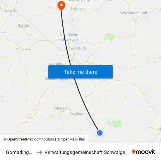 Gomadingen to Verwaltungsgemeinschaft Schwaigern map