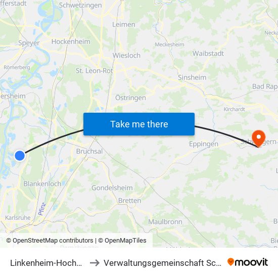 Linkenheim-Hochstetten to Verwaltungsgemeinschaft Schwaigern map