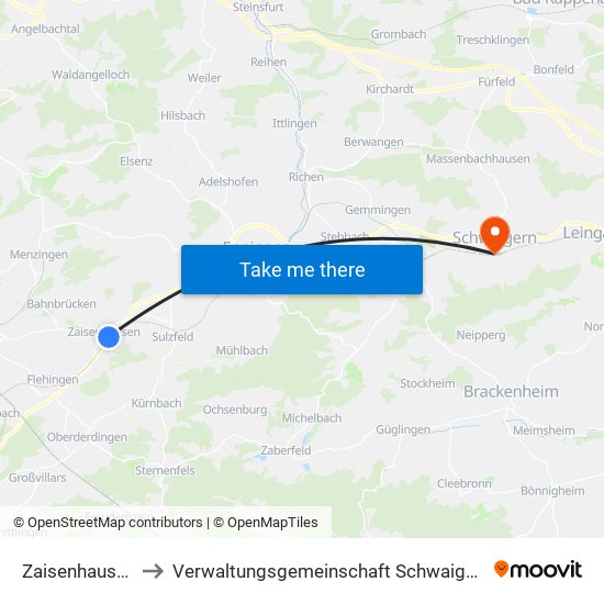 Zaisenhausen to Verwaltungsgemeinschaft Schwaigern map