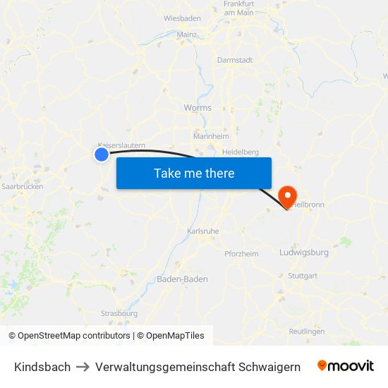 Kindsbach to Verwaltungsgemeinschaft Schwaigern map