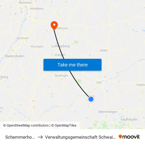 Schemmerhofen to Verwaltungsgemeinschaft Schwaigern map