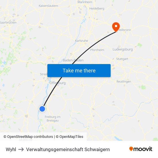 Wyhl to Verwaltungsgemeinschaft Schwaigern map