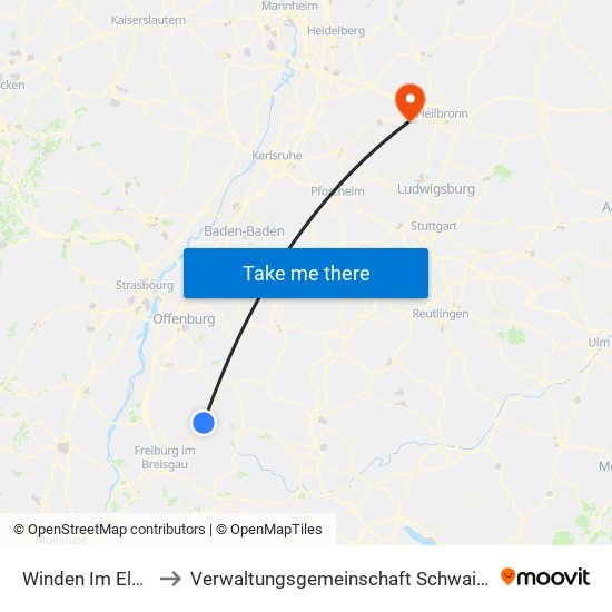 Winden Im Elztal to Verwaltungsgemeinschaft Schwaigern map