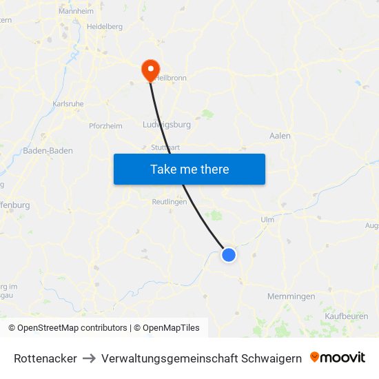 Rottenacker to Verwaltungsgemeinschaft Schwaigern map