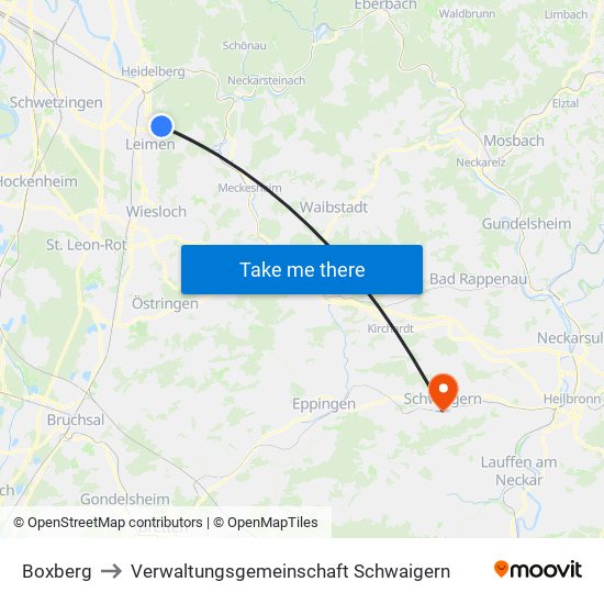 Boxberg to Verwaltungsgemeinschaft Schwaigern map