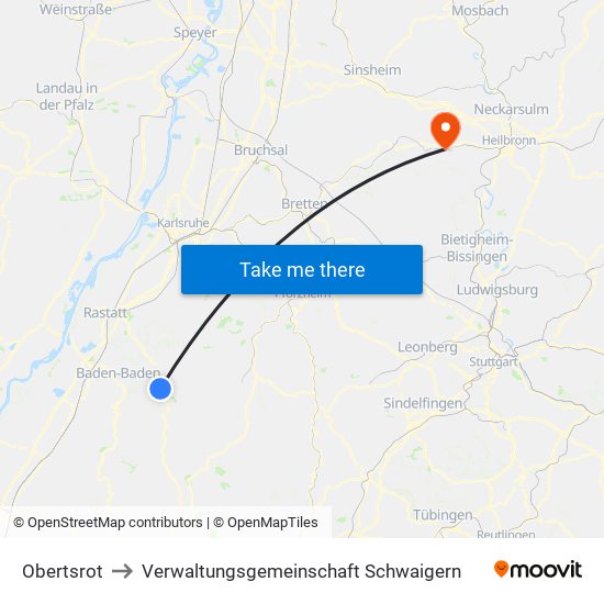 Obertsrot to Verwaltungsgemeinschaft Schwaigern map