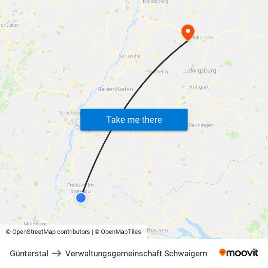 Günterstal to Verwaltungsgemeinschaft Schwaigern map