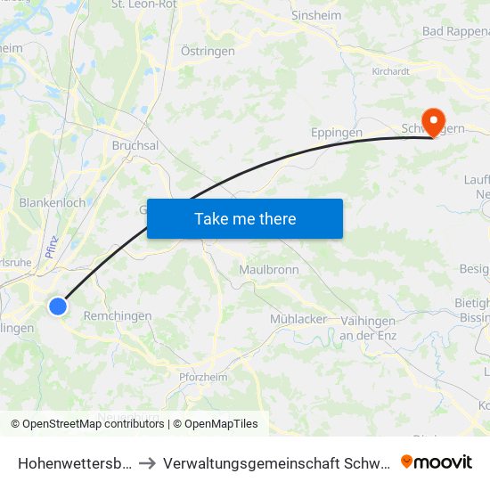 Hohenwettersbach to Verwaltungsgemeinschaft Schwaigern map