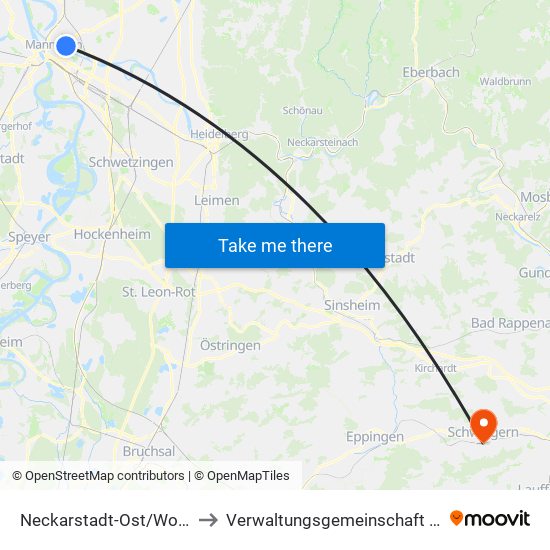 Neckarstadt-Ost/Wohlgelegen to Verwaltungsgemeinschaft Schwaigern map