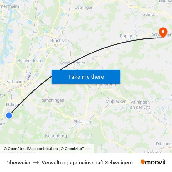 Oberweier to Verwaltungsgemeinschaft Schwaigern map