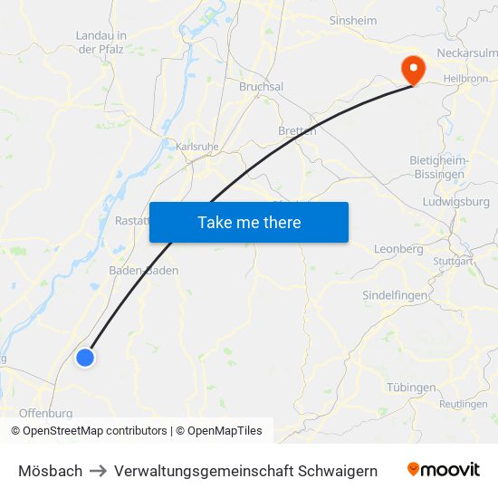 Mösbach to Verwaltungsgemeinschaft Schwaigern map