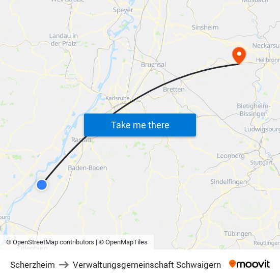 Scherzheim to Verwaltungsgemeinschaft Schwaigern map