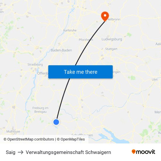 Saig to Verwaltungsgemeinschaft Schwaigern map