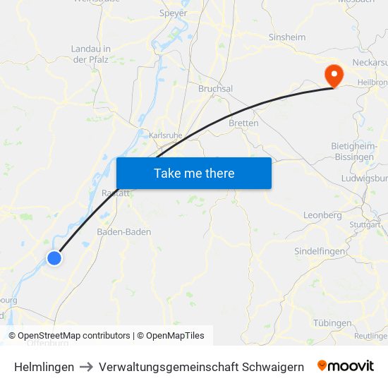 Helmlingen to Verwaltungsgemeinschaft Schwaigern map