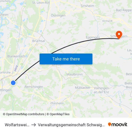 Wolfartsweier to Verwaltungsgemeinschaft Schwaigern map
