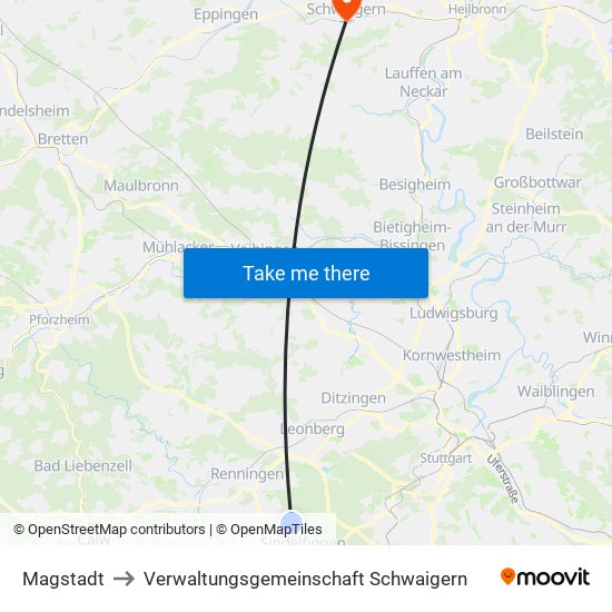 Magstadt to Verwaltungsgemeinschaft Schwaigern map