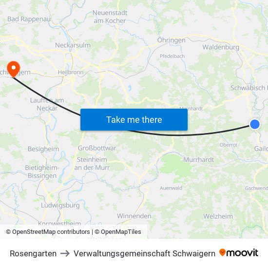 Rosengarten to Verwaltungsgemeinschaft Schwaigern map