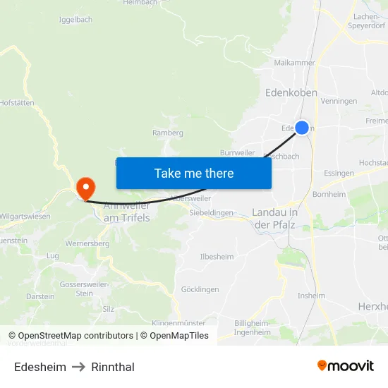 Edesheim to Rinnthal map