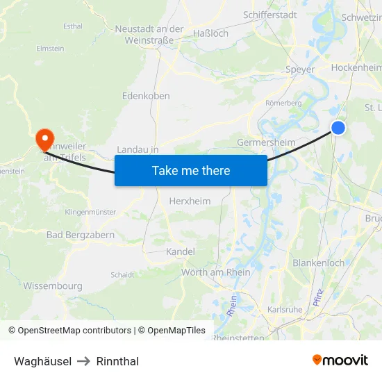 Waghäusel to Rinnthal map
