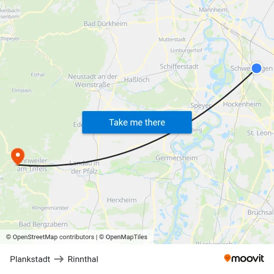 Plankstadt to Rinnthal map