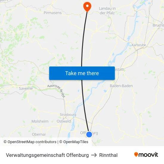 Verwaltungsgemeinschaft Offenburg to Rinnthal map