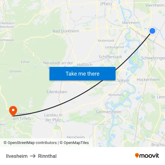 Ilvesheim to Rinnthal map