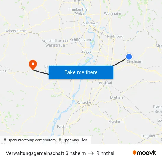 Verwaltungsgemeinschaft Sinsheim to Rinnthal map