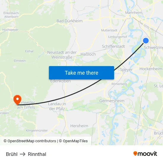 Brühl to Rinnthal map