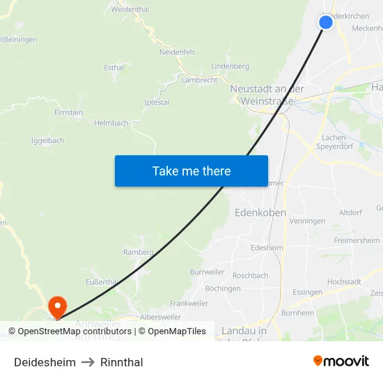 Deidesheim to Rinnthal map