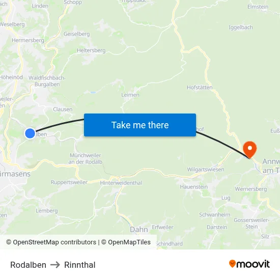 Rodalben to Rinnthal map