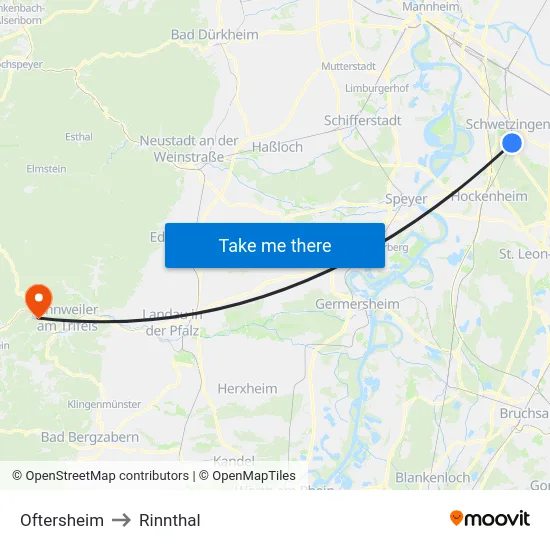 Oftersheim to Rinnthal map