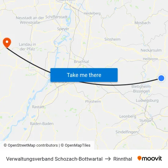 Verwaltungsverband Schozach-Bottwartal to Rinnthal map