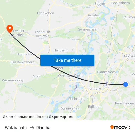 Walzbachtal to Rinnthal map