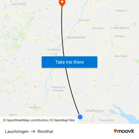 Lauchringen to Rinnthal map