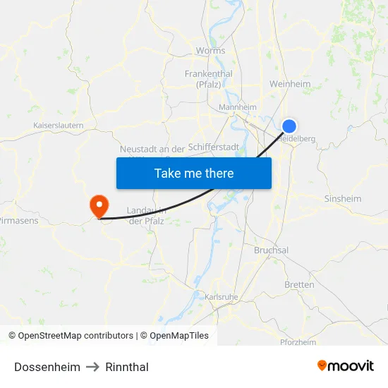 Dossenheim to Rinnthal map