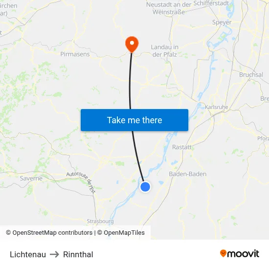 Lichtenau to Rinnthal map