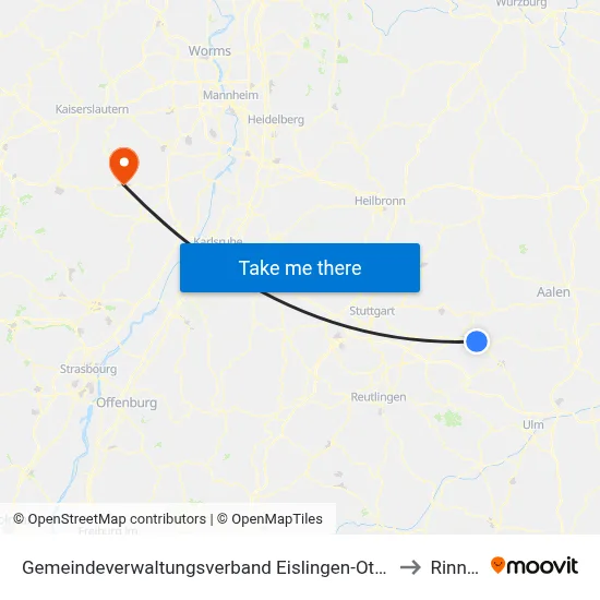 Gemeindeverwaltungsverband Eislingen-Ottenbach-Salach to Rinnthal map