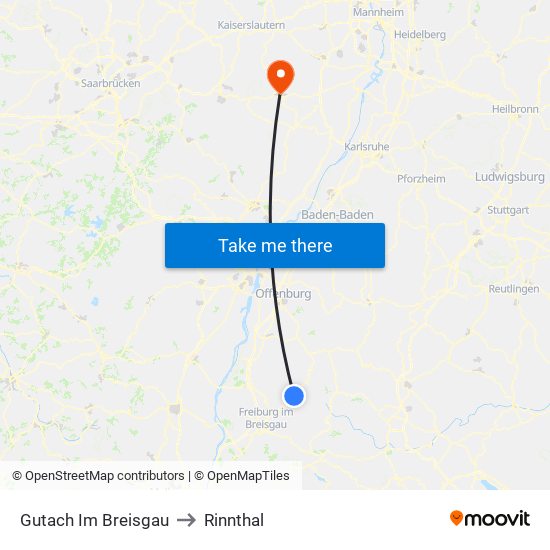 Gutach Im Breisgau to Rinnthal map