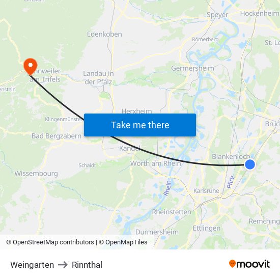 Weingarten to Rinnthal map