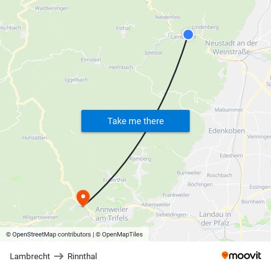 Lambrecht to Rinnthal map